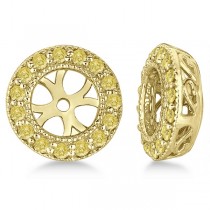 Vintage Fancy Yellow Diamond Earring Jackets 14k Yellow Gold (0.34ct)