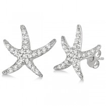 Diamond Starfish Earrings 14k White Gold (0.50ct)