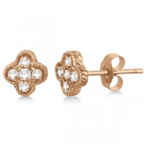 Diamond Flower Cluster Stud Earrings 14K Rose Gold (0.15ct)