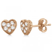Diamond Cluster Heart Shaped Earrings 14K Rose Gold (0.30ct)