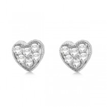 Diamond Cluster Heart Shaped Earrings 14K White Gold (0.30ct)