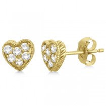 Diamond Cluster Heart Shaped Earrings 14K Yellow Gold (0.30ct)