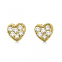Diamond Cluster Heart Shaped Earrings 14K Yellow Gold (0.30ct)