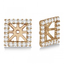 Square Diamond Earring Jackets Pave-Set 14k Rose Gold (0.50ct)