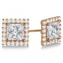 Square Diamond Earring Jackets Pave-Set 14k Rose Gold (1.01ct)