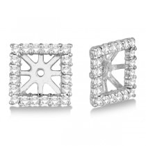 Square Diamond Earring Jackets Pave-Set 14k White Gold (0.50ct)