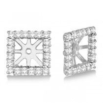 Square Diamond Earring Jackets Pave-Set 14k White Gold (1.01ct)