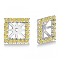 Square Yellow Canary Diamond Earring Jackets 14k White Gold (0.46ct)