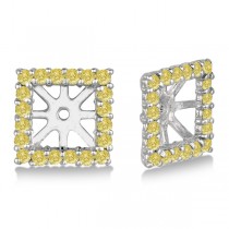 Square Yellow Canary Diamond Earring Jackets 14k White Gold (1.01ct)