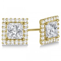 Square Diamond Earring Jackets Pave-Set 14k Yellow Gold (1.01ct)