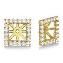 Square Diamond Earring Jackets Pave-Set 14k Yellow Gold (1.01ct)