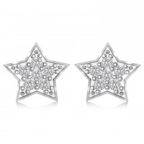 Moon & Star Diamond Mismatched Earrings 14k White Gold (0.14ct)