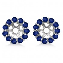 Round Blue Sapphire Earring Jackets 8mm Studs 14K White Gold (1.44ct)