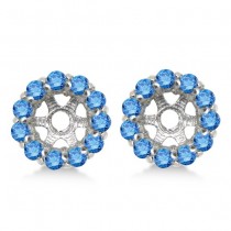 Round Blue Diamond Earring Jackets for 4mm Studs 14K White Gold (0.64ct)