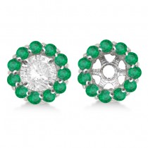 Round Emerald Earring Jackets for 5mm Studs 14K White Gold (1.08ct)