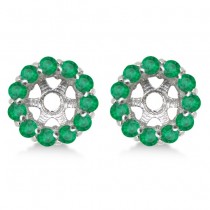 Round Emerald Earring Jackets for 7mm Studs 14K White Gold (1.32ct)