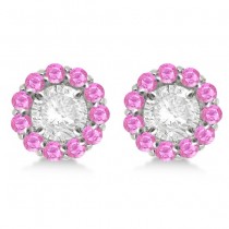 Round Pink Sapphire Earring Jackets 5mm Studs 14K White Gold (1.08ct)