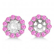 Round Pink Sapphire Earring Jackets 7mm Studs 14K White Gold (1.32ct)