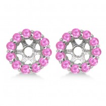 Round Pink Sapphire Earring Jackets 7mm Studs 14K White Gold (1.32ct)
