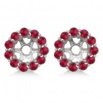 Round Ruby Earring Jackets for 5mm Studs 14K White Gold 1.08ct