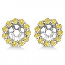 Round Yellow Diamond Earring Jackets for 4mm Studs 14K W. Gold (0.64ct)