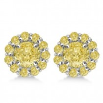 Round Yellow Diamond Earring Jackets for 4mm Studs 14K W. Gold (0.64ct)
