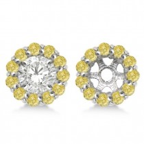 Round Yellow Diamond Earring Jackets for 7mm Studs 14K W. Gold (0.90t)