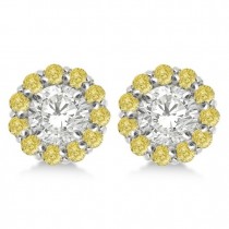 Round Yellow Diamond Earring Jackets for 7mm Studs 14K W. Gold (0.90t)