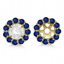 Round Blue Sapphire Earring Jackets 4mm Studs 14K Yellow Gold (0.96ct)