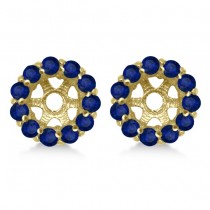 Round Blue Sapphire Earring Jackets 7mm Studs 14K Yellow Gold (1.32ct)