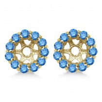 Round Blue Diamond Earring Jackets for 8mm Studs 14K Yellow Gold (1.00t)