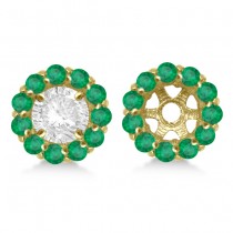 Round Emerald Earring Jackets for 4mm Studs 14K Yellow Gold (0.96ct)