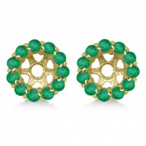 Round Emerald Earring Jackets for 4mm Studs 14K Yellow Gold (0.96ct)