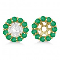 Round Emerald Earring Jackets for 6mm Studs 14K Yellow Gold (1.20ct)