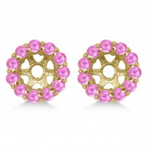 Round Pink Sapphire Earring Jackets 5mm Studs 14K Yellow Gold (1.08ct)