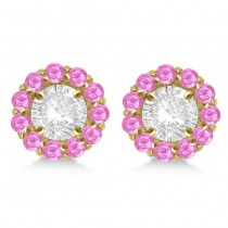 Round Pink Sapphire Earring Jackets 8mm Studs 14K Yellow Gold (1.44ct)