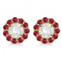 Round Ruby Earring Jackets for 5mm Studs 14K Yellow Gold (1.08ct)