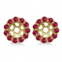 Round Ruby Earring Jackets for 6mm Studs 14K Yellow Gold (1.20ct)