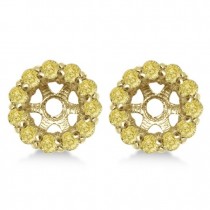 Round Yellow Diamond Earring Jackets for 4mm Studs 14K Y. Gold (0.64ct)