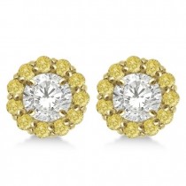 Round Yellow Diamond Earring Jackets for 4mm Studs 14K Y. Gold (0.64ct)