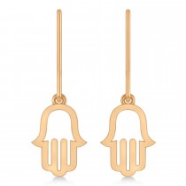 Hand of God Hamsa Dangling Fashion Earrings 14k Rose Gold