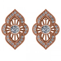 Diamond Antique Style Milgrain Earrings 14k Rose Gold (0.98ct)
