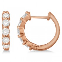 Hinged Hoop Diamond Huggie Style Earrings 14k Rose Gold (1.00ct)