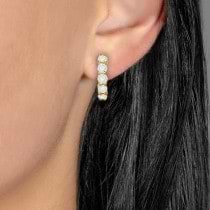 Hinged Hoop Diamond Huggie Style Earrings 14k Yellow Gold (1.00ct)