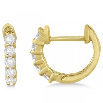 Hinged Hoop Diamond Huggie Style Earrings 14k Yellow Gold (0.25ct)