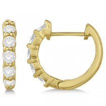 Hinged Hoop Diamond Huggie Style Earrings 14k Yellow Gold (0.50ct)
