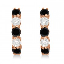 Prong Set Black & White Diamond Hoop Earrings 14k Rose Gold (1.94ct)