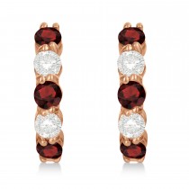 Prong Set Garnet & Diamond Hoop Earrings 14k Rose Gold (1.94ct)