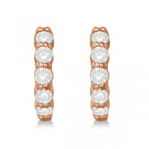 Hinged Hoop Lab Grown Diamond Huggie Style Earrings 14k Rose Gold (1.00ct)