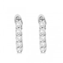 Hinged Hoop Lab Grown Diamond Huggie Style Earrings 14k White Gold (0.25ct)